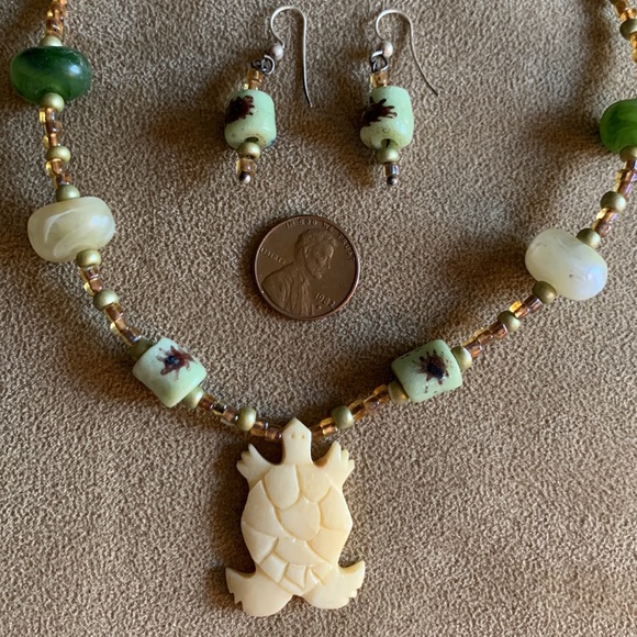 Vintage Handmade Necklace and Earring Set - Picture 2 of 4